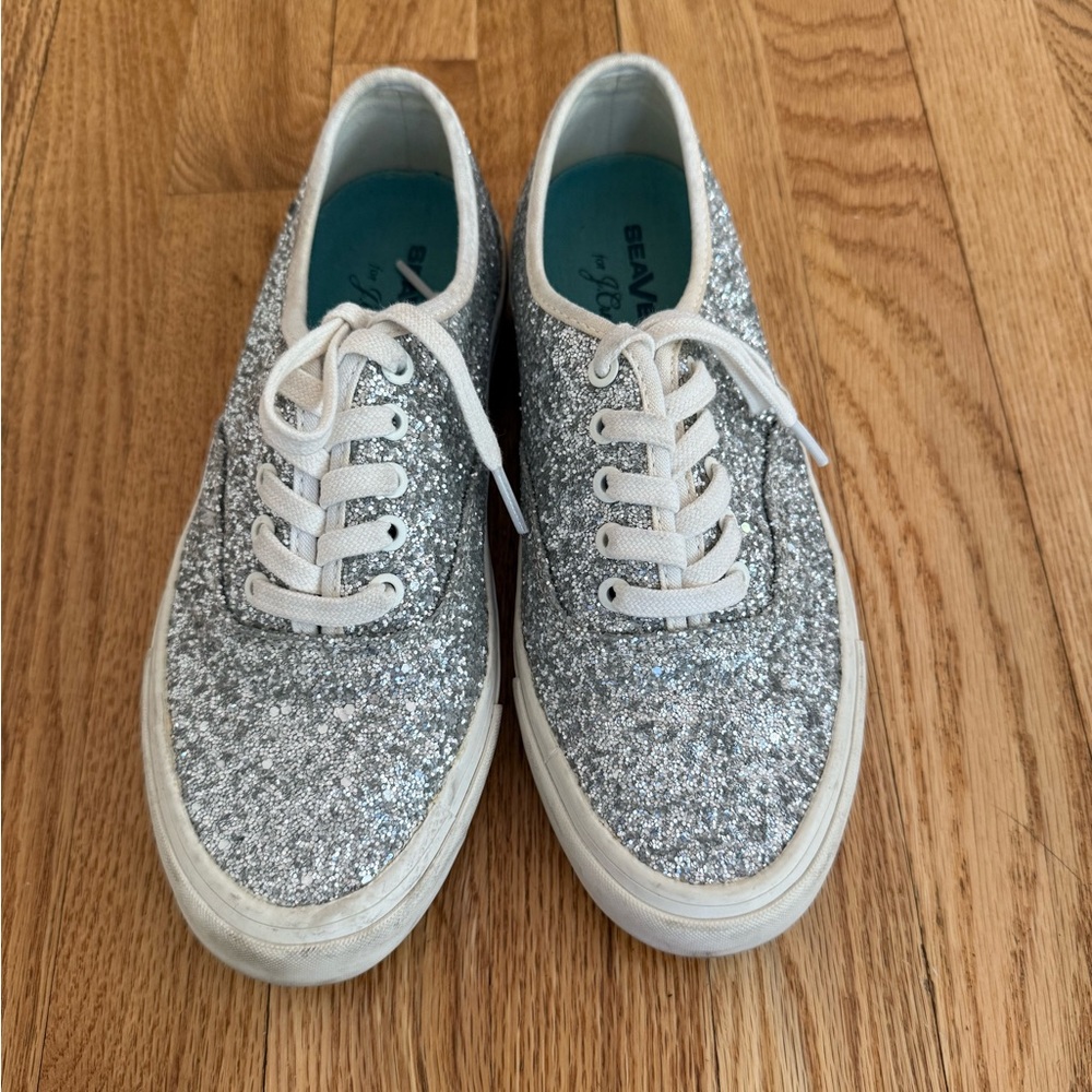 Seavees by J.Crew Silver Glitter Sneakers